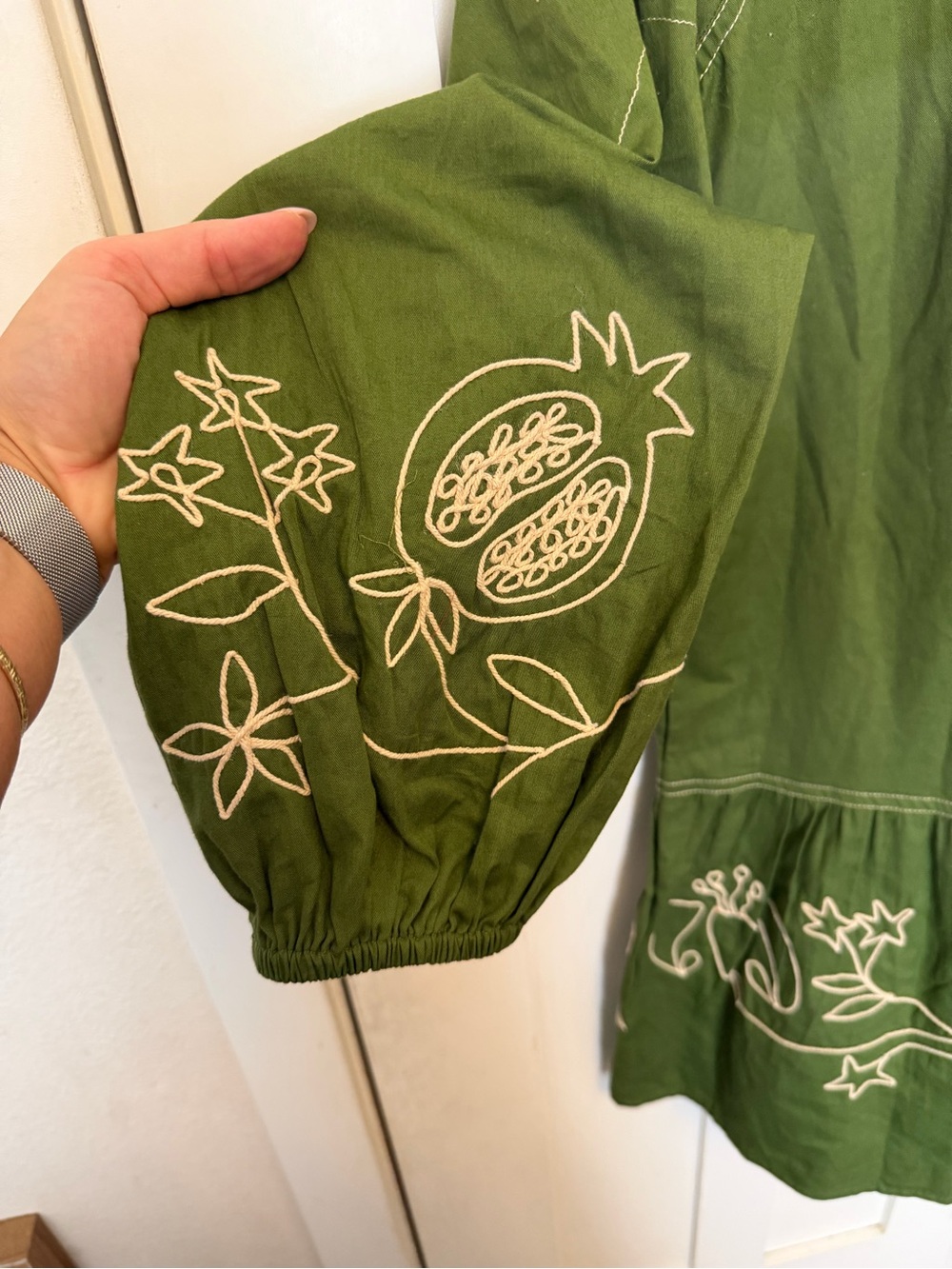 Ciebon Rosetta Embroidered Cotton Mini Dress Size Small Color Green Boho - Picture 6 of 11